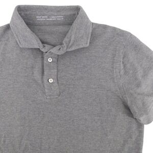 Kent Wang Mens Large Polo Shirt Grey Short Sleeve Pique Cotton Slim Fit Preppy
